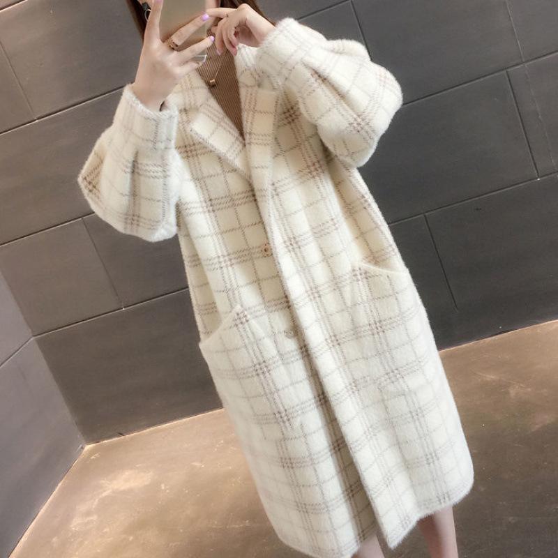Nouveau Cardigan Tricoté Mi-Long Ample Épais pour Femme Automne/Hiver: Manteau pull grande taille pour mère