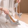 Fashion Women's Rhinestone Wedding Shoes New Year Shoes Luxury Buckle Decorative Banquet Women's Shoes High Heels Gold Silver Red