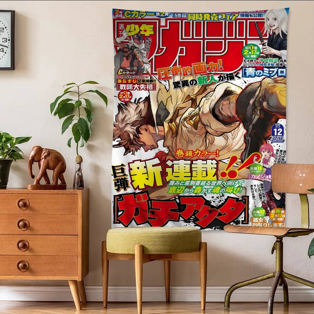 Weekly Shonen Magazine Cover Wall Tapestry Vibrant HyperPop of Manga Characters Trendy Room Decor for Anime  Manga Collectors