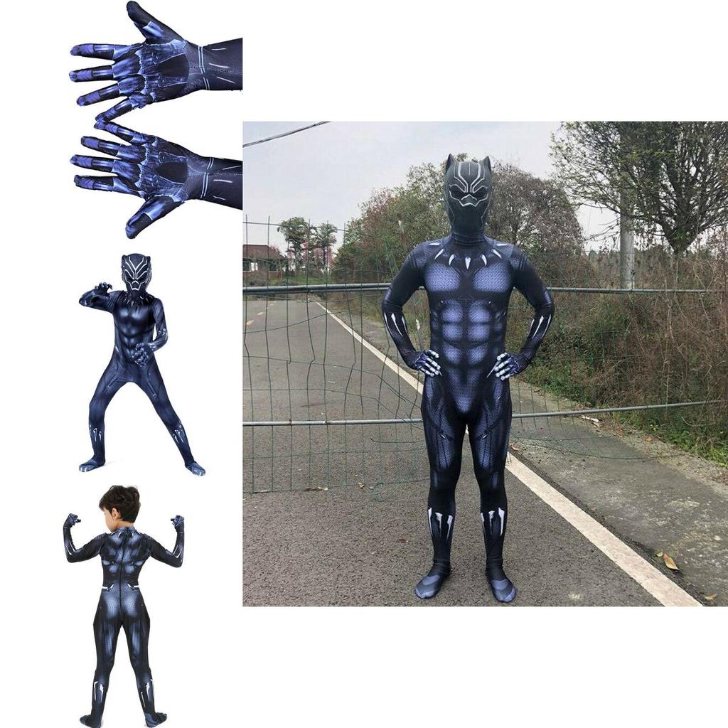Premium Quality Black Panther Superhero Cosplay Jumpsuit For Adults And Kids