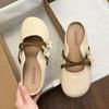 Summer Bag Head Flat Bottom One Pedal Lazy Shoes New Round Head Flower Half Slippers with Skirt Versatile Slippers