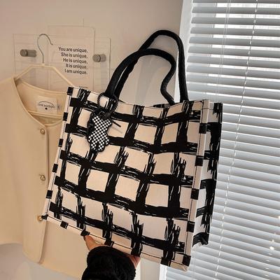 Premium Sense Large Capacity Versatile Shoulder Bag Fashionable Commuter Canvas Bag College Student Class Handbag