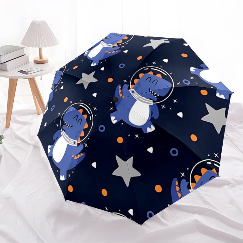1pc Dino Astronaut Automatic Open/Close Umbrella, Windproof, Folding Compact Umbrella with Lightweight Design for Women/Men143