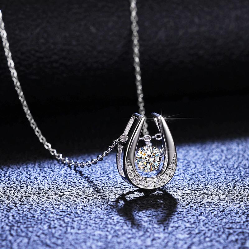 Smyoue 1ct 0.5ct D Color Moissanite Necklace for Women Beating Heart S925 Silver Plated White Gold Pendant Wholesale