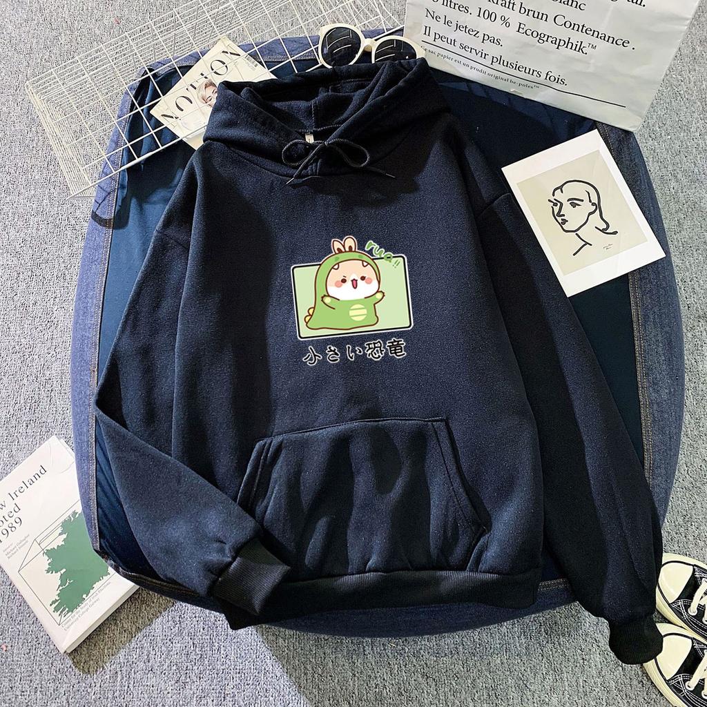 Dámská móda ležérní mikina s kapucí, volný sportovní svetr s potiskem