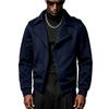 Mens Lapel Collar Motorcycle Jacket, Asymmetric Zipper Long Sleeve Casual Outerwear for Daily Wear