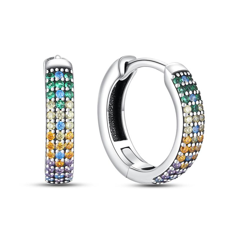 Earrings Luminous Colored Ear Loop 925 Silver Hoop Earrings Jewelry Women Purple Zircon Designer Anniversary Gift