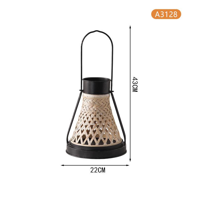 New Chinese Style Desktop Candle Holder & Handmade Bamboo Woven Lantern Portable Decor Vintage Decor for Home Wedding Party