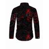 Long-sleeved shirt dark style printed shirt black red rose