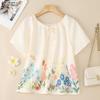 ZANZEA Women Casual Round Neck Floral Print Summer Short Sleeve Blouse