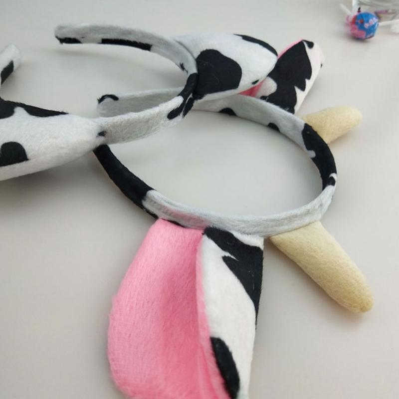 Halloween Cow Costume Animal Dress up Set Includes Cow Horn Headband, Tail, Bowtie for Kid Girl Halloween Cosplay Party
