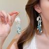 Sands Bay~Vacation Style Blue Beaded Tassel Earrings for Women Niche Design Shell Earrings Exaggerated Earrings