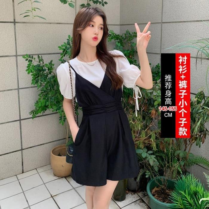 2026 strap jumpsuit women's summer new foreign style shirt fashionable and thin high-end design two-piece suit trendy
