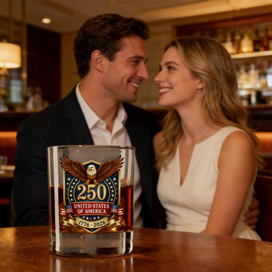 America 250th Anniversary Glass We The People Whiskey Glass Liquor Bourbon Cocktail Glass Patriotic Gift for Father's Day or Veterans