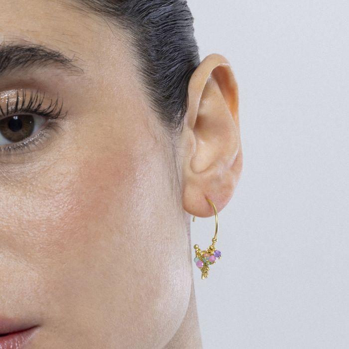 Boucles d'oreilles Luxenter en argent 925 et cristal multicolore avec finition en or jaune 18 carats - Star