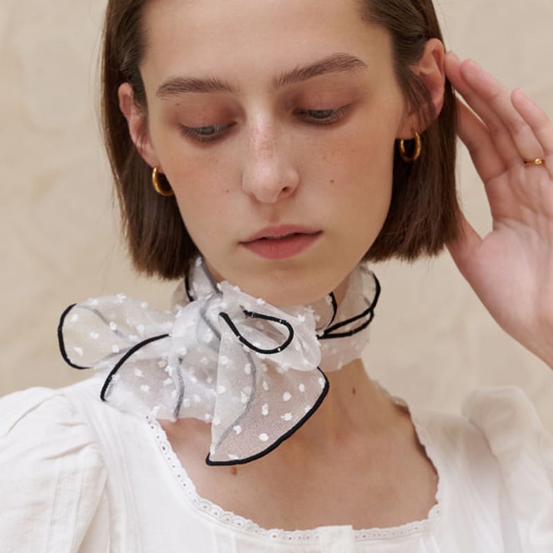 AMONG A DOT ORGANZA RIBBON SCARF [3colors]