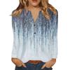 Maglietta da Donna Stampa Bottoni Manica Lunga Quotidiano Weekend Moda Basic Scollo a V Regolare Top