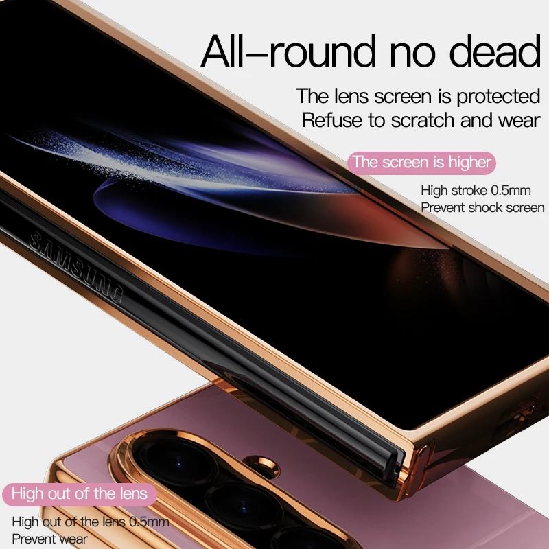 Galvanisierte stoßfeste Handyhülle mit 360°-Ringhalter und Ständer für Samsung Galaxy Z Fold 7 6 5 4 Fold7 Fold6 Fold5 Fold4 5G