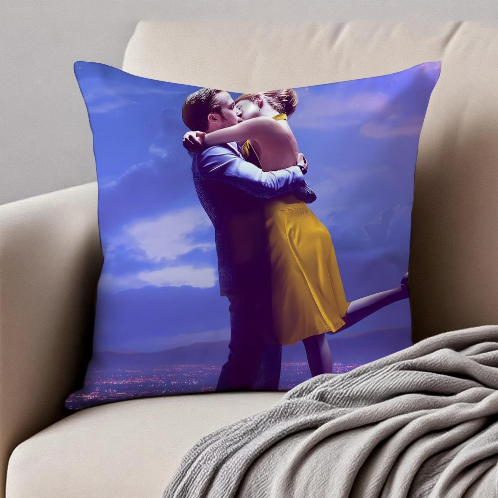 Romantic American Movie LLa La Land Cushion Cover Pillowcase Antidustmite Invisible Zipper Short Plush Sofa Cushion