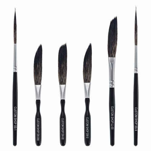Custom Shop Pinstripe Brush Master Set (Sword #0, 00, 000, Scroll #1, Long Liner #00) - Complete Set of All Brush Styles and Sizes - High-Performance