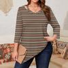 Women's Print Plus Size Tops Hollow V Neck 3/4 Sleeve Shirt Elegant Casual Tops