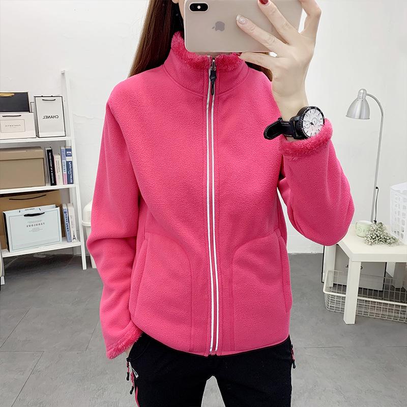 

Мужская и женская двусторонняя куртка из шерпы - Осенне-зимний толстый кардиган из кораллового флиса. M