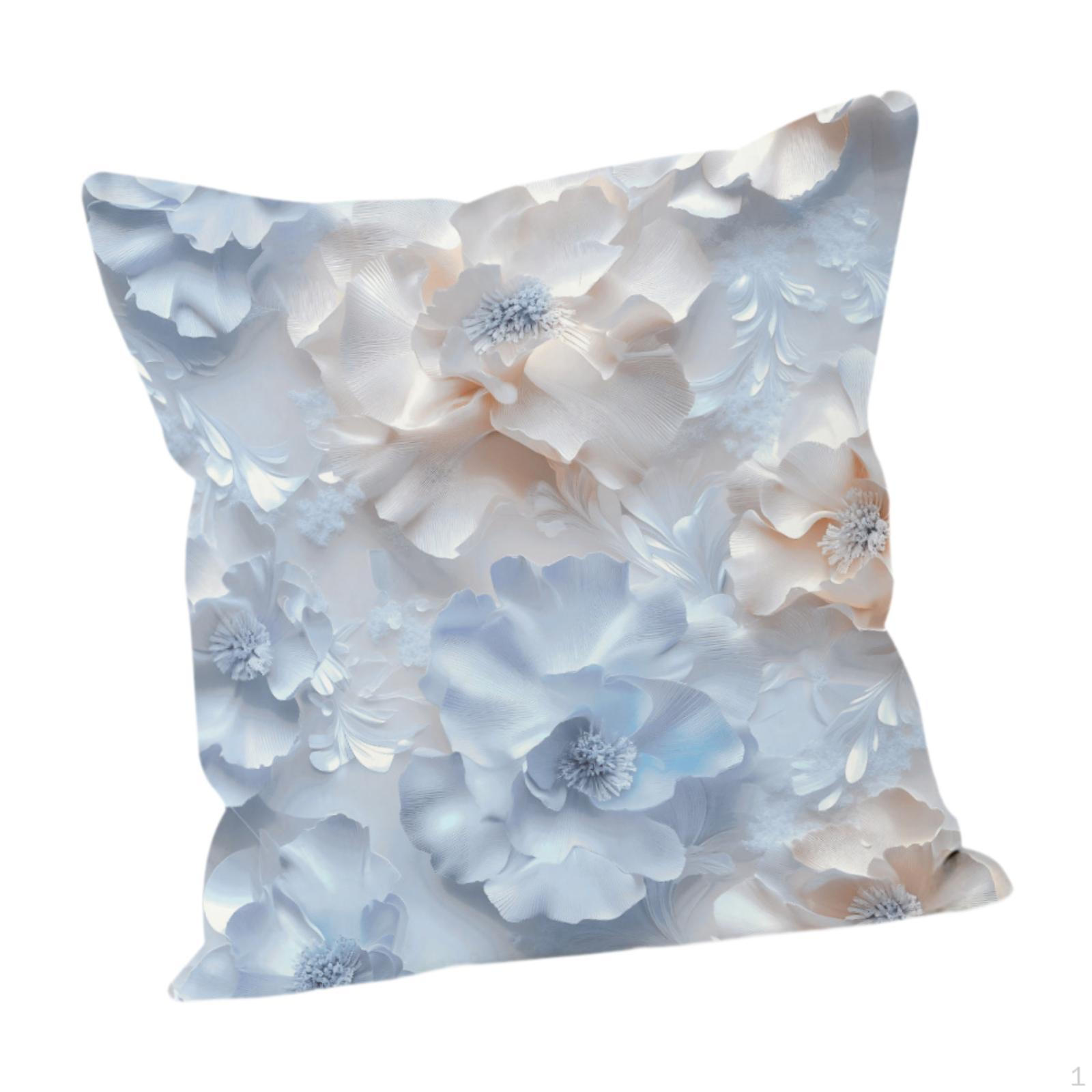 

Decorative Pillow Cover with Floral Design for Couch And Home Blue White