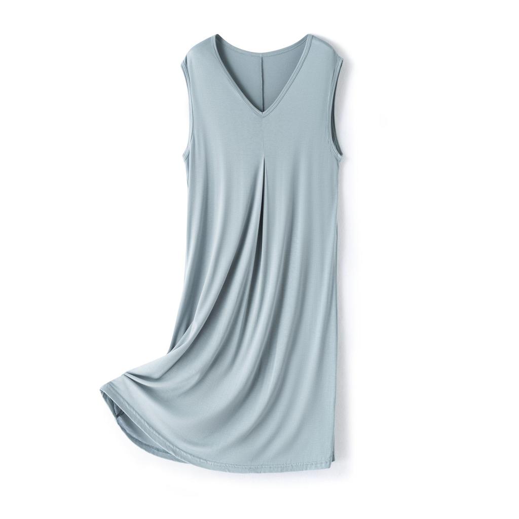 Women's Plus Size Sleeveless Long Solid Color Dress for Spring and Summer - Perfect for Home and Outer Wear