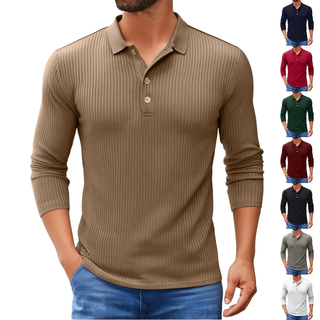 Men's Casual Solid-Color Slim-Fit  Long-Sleeve Base Layer Top