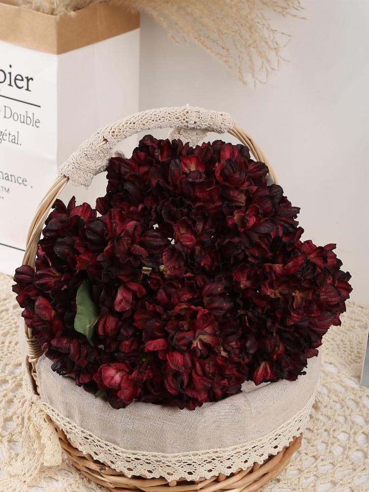 4 Pcs Large Vintage Dried Hydrangea Silk Artificial Flowers Fake Flowers Wedding Decorations for Ceremony Centerpieces Flower Craft Floral Arrangement