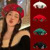 Red Green Christmas Beret Cap Sweet Xmas Painter Hat Fashion Christmas Beret Hat  Women