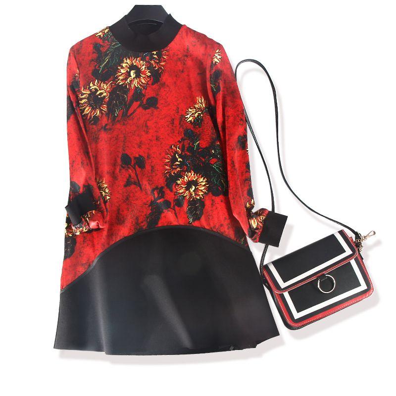 

Early Spring Silk Red Type A- Line Dress Red 3XL