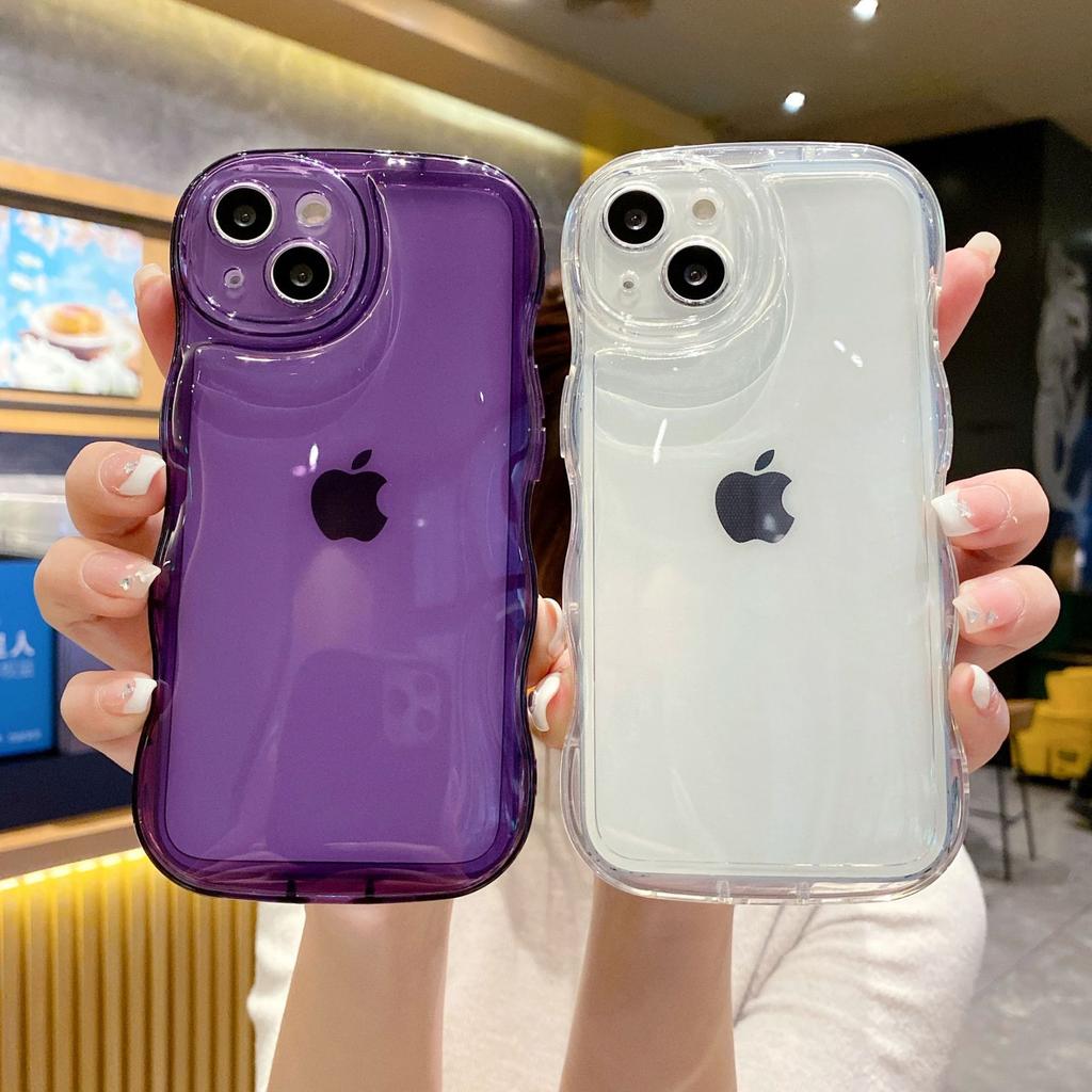 Applicable To IPhone15 Transparent Protective Case Apple 11 Wave Air Cushion Mobile Phone Case 14 Bubble Anti Fall 12 All Inclusive 16