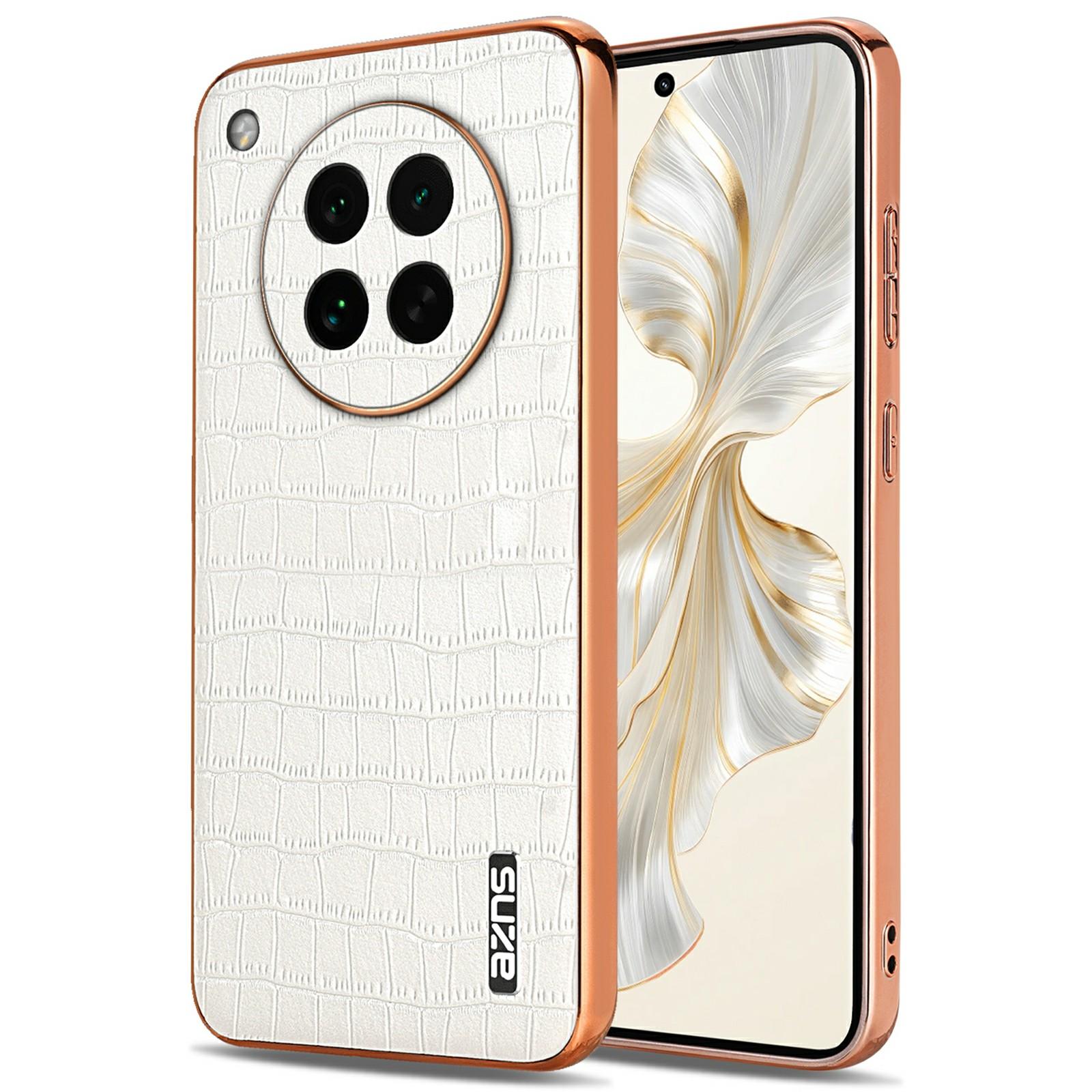 

AZNS For Oppo Find X8s 5G Case Electroplating Crocodile Texture PU+TPU Phone Cover White