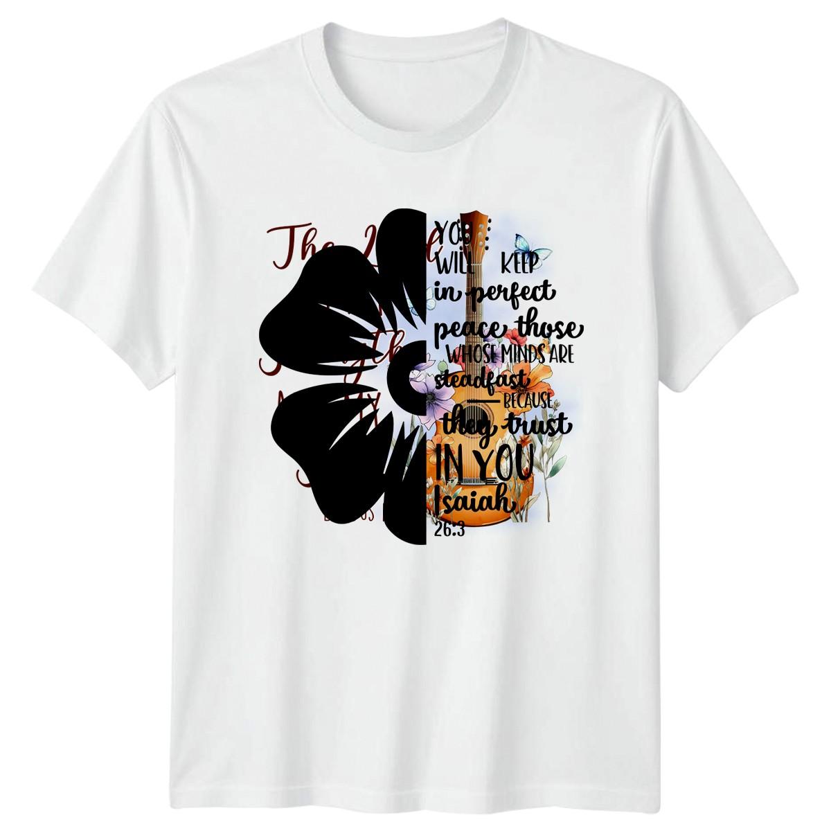 You Will Keep In Perfect Peace T-Shirt Religious Flower Christianity S