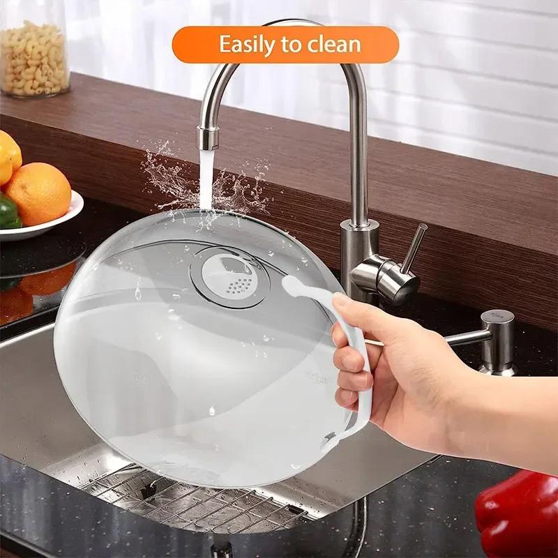 26x10cm Microwave Plate Cover,Transparent Splash-proof Cover With Steam Hole And Handle,Fits Most Plates,Keeps Microwave Clean