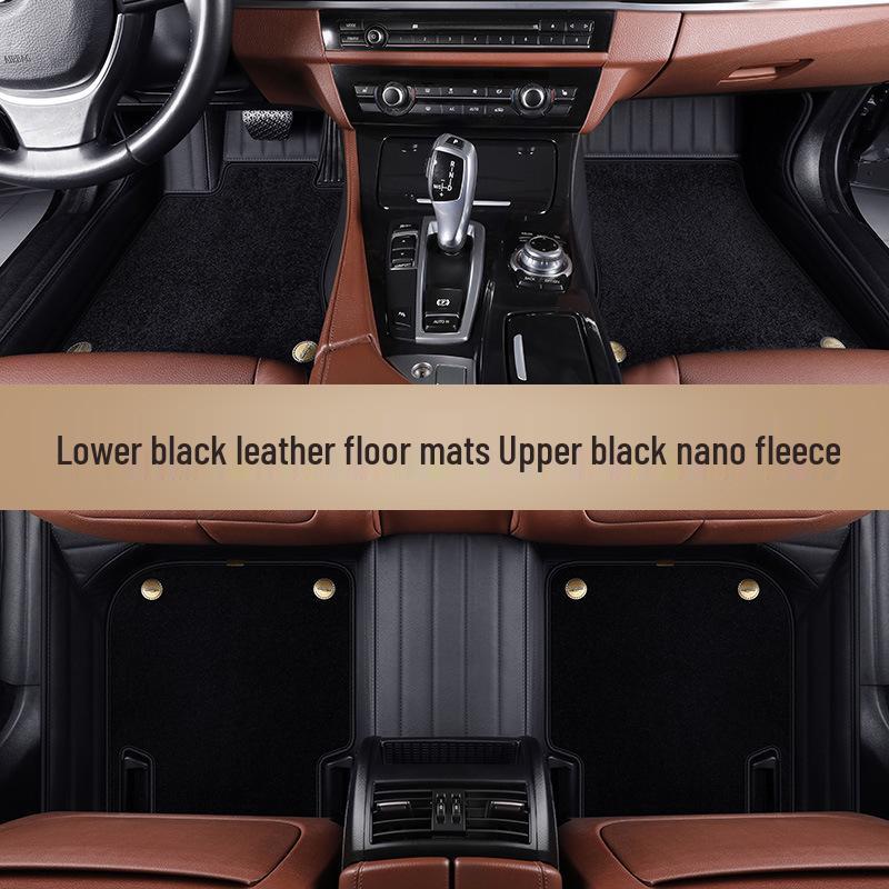 Genuine Leather Car Floor Mats for 22 Volkswagen Models: Magotan, Tiguan L, Teramont X, Passat - Full Surround.