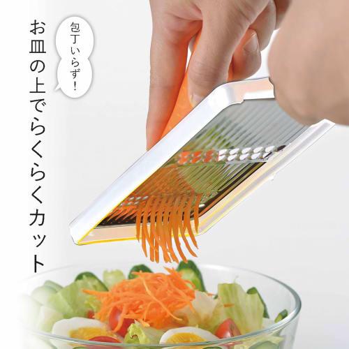 Shimomura Kihan, Made in Japan, Stainless Steel Slicer, Double-Sided, for Julienne and Thin Shredding, Salad and Garnish, White, Houchou-ya-san, Tsuba