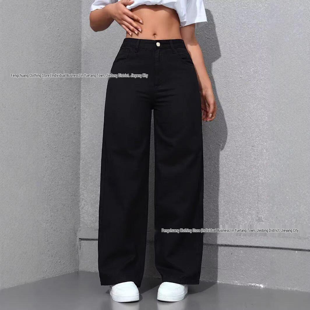 Women s Retro Blue High-Waisted Slimming Straight-Leg Jeans 5XL