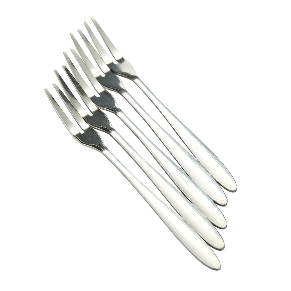 5 Pcs Stainless Steel Fruit Fork Two Tooth Dessert Fork Home Kitchen Supplies