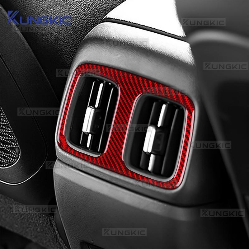 Real Soft Carbon Fiber Sticker Car Rear Air Vent Outlet Panel For Hyundai Tucson NX4 2024-2025 LHD RHD Interior Trim Accessories.