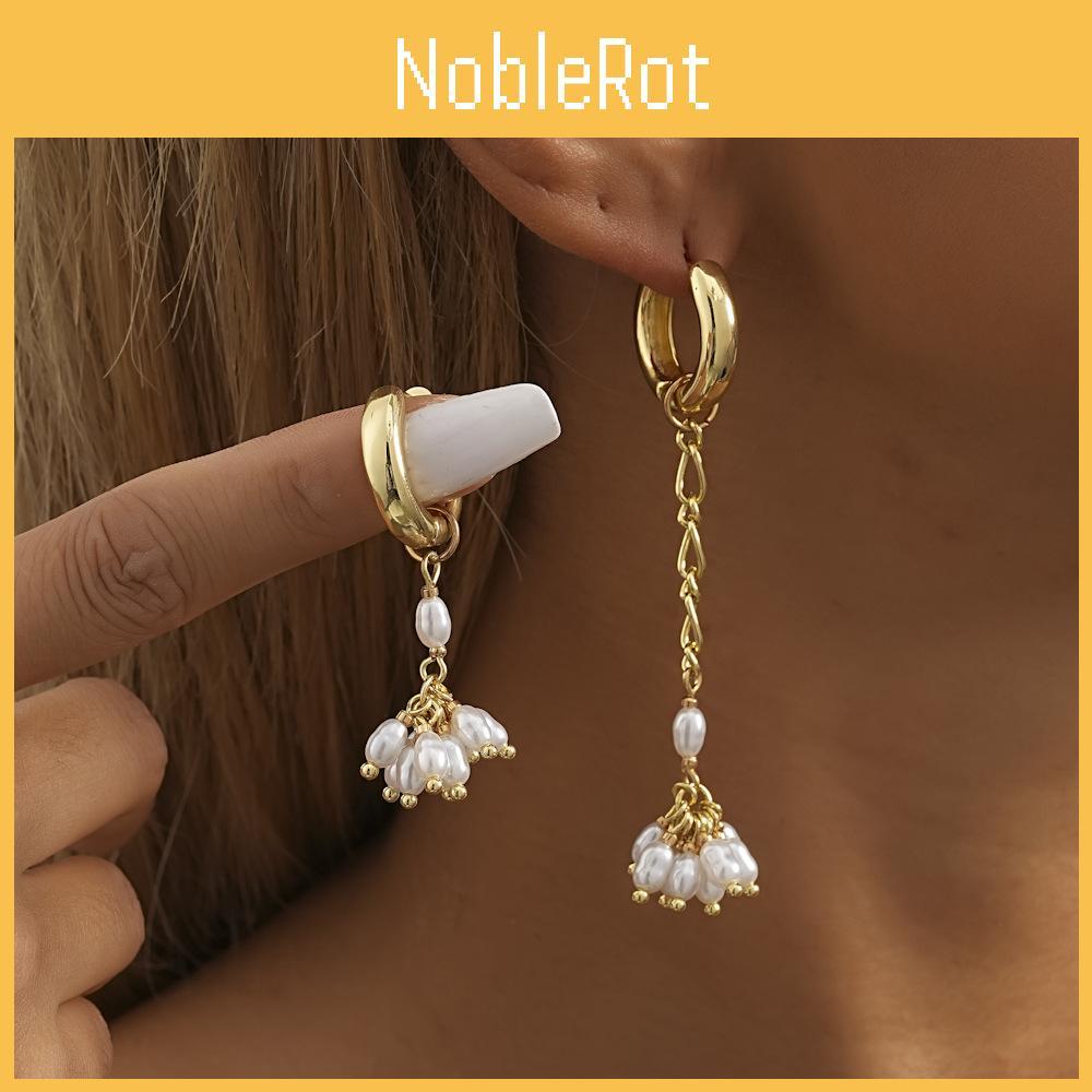Asymmetrical Pearl Modern Earrings For Women Gold Plated Design Geometric