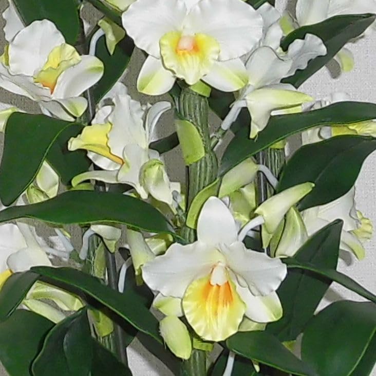 Artificial Orchid Design Photocatalyst Interior Flower Phalaenopsis/Western "Traditional Style/Blue Pot" (Air Purifier) (Dendrobium-S3 Stem/White