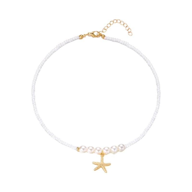 A52E Coastal Styles Pendant Necklace Pearls Millets Beads Fashion Accessory
