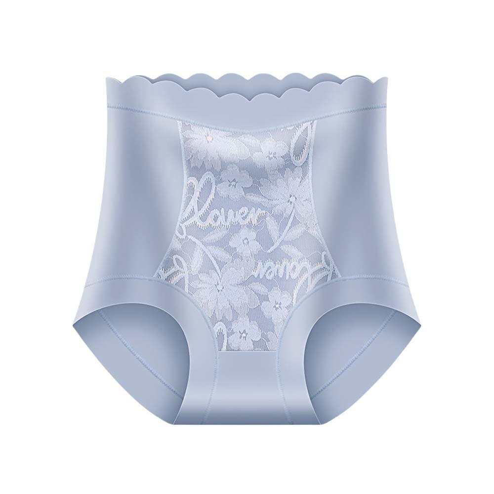 

High Waist Ice Silk Butt Lifter Briefs Ice Silk Panties Tummy Control Underwear Postpartum M синий/серый