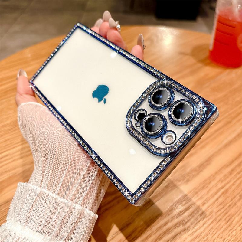 Bling Glitter Diamond Cover průhledné pouzdro pro iPhone 15 16 Pro Max 14 Plus 13 Pro Samsung Galaxy S24 S25 Ultra pouzdro Soft Plating Silikon TPU