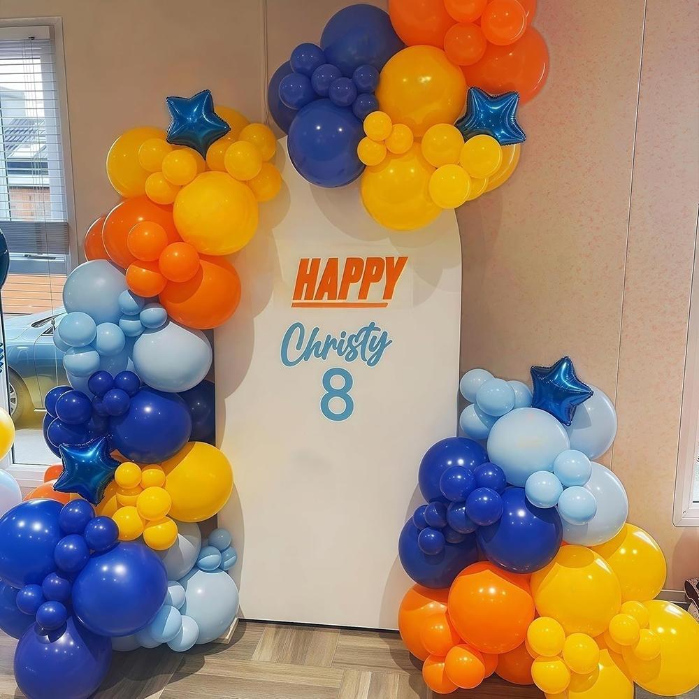 Royal Blue Yellow Orange Balloons Garland Blue Five Star Foil Globos Birthday Party Baby Shower Graduation Decoration Supplies