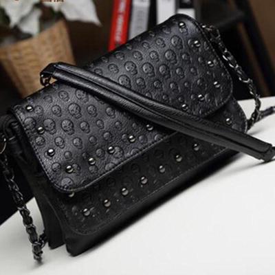 England Style Skull Women Crossbody Bag Leather Small Skull Shoulder Bag Chain Luxury Clutch Bags