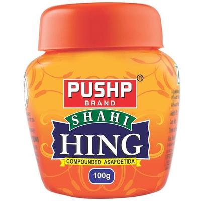 Pushp Brand Asafoetida Hing Jar (100G) - Strongest Compounded Pure Hing Powder
