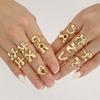 Adjustable Open Ring In 18K Gold Plated Copper With Q-Style Alphabet Letter Design Men Women